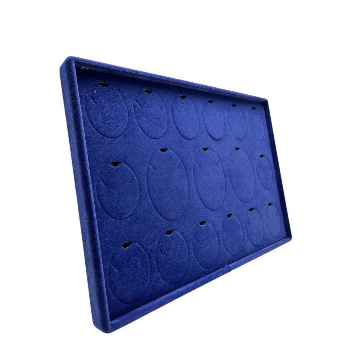 Yerli Üretim Bükreş Model Dikine Süet Kumaş Lacivert 34-24 Cm Ayaklı Üçlü Set Tabla Stand