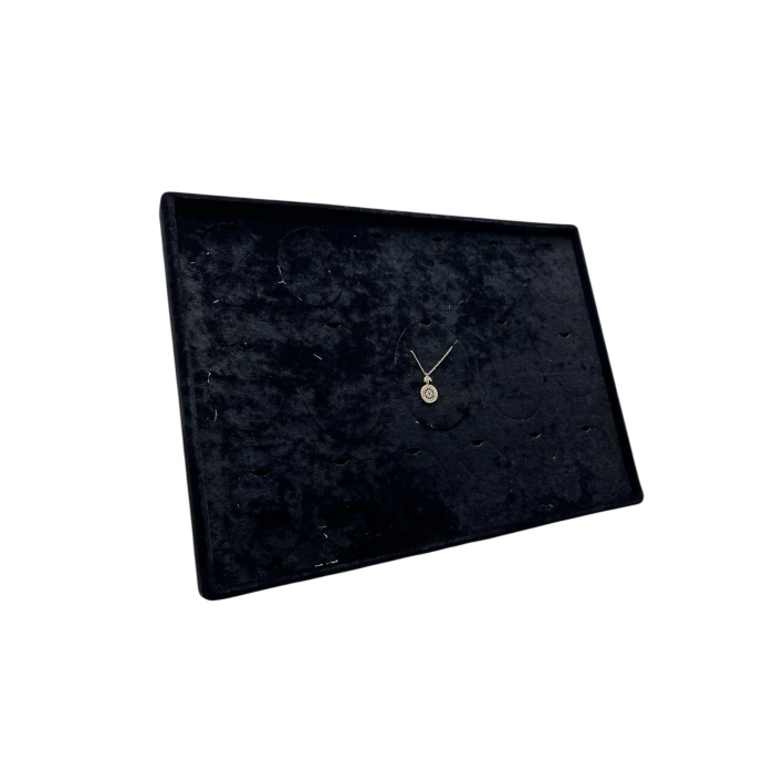 Yerli Üretim Bükreş Model Dikine Süet Kumaş Siyah 34-24 Cm Ayaklı Üçlü Set Tabla Stand