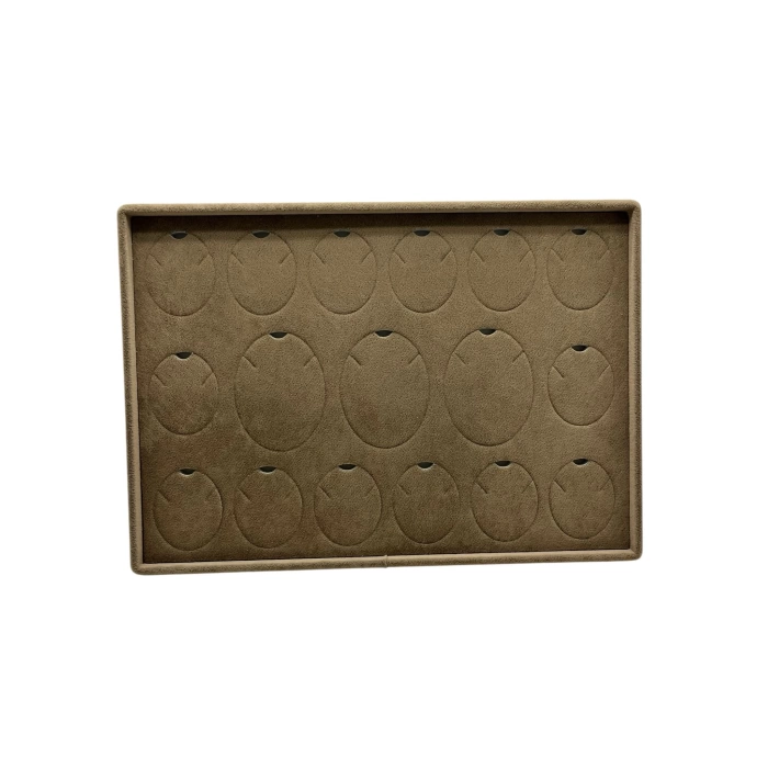 Yerli Üretim Bükreş Model Dikine Süet Kumaş Sütlü Kahve 34-24 Cm Ayaklı Üçlü Set Tabla Stand