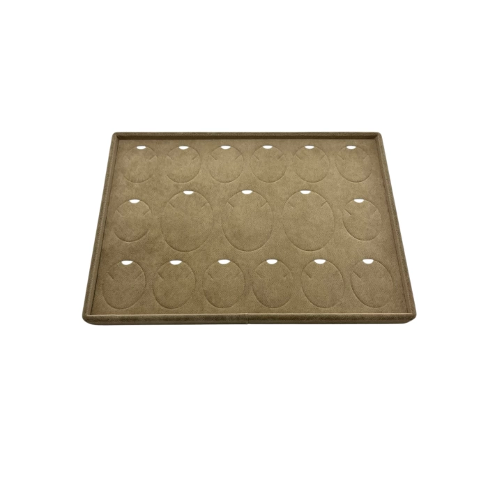 Yerli Üretim Bükreş Model Dikine Süet Kumaş Sütlü Kahve 34-24 Cm Ayaklı Üçlü Set Tabla Stand