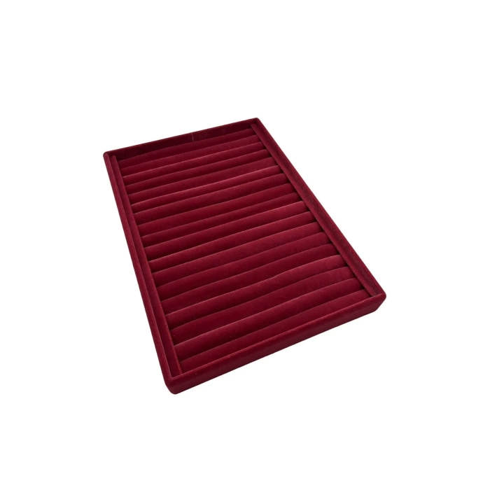 Yerli Üretim Büyük Boy Süet Kumaş Bordo Renk 34 cm / 24 cm Dikine Sosisli Yüzük Sergileme Standı