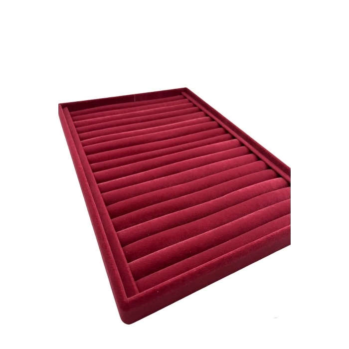 Yerli Üretim Büyük Boy Süet Kumaş Bordo Renk 34 cm / 24 cm Dikine Sosisli Yüzük Sergileme Standı