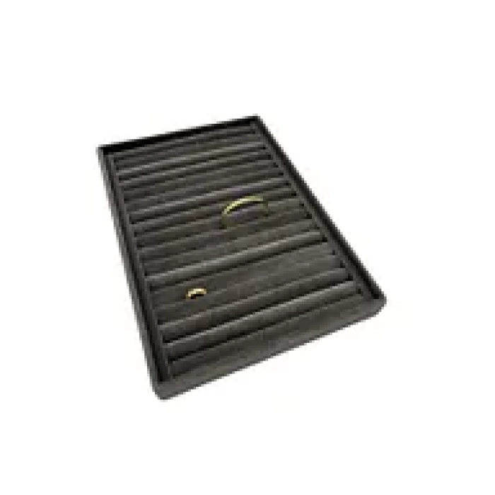Yerli Üretim Büyük Boy Süet Kumaş Füme Renk 34 cm / 24 cm Dikine Sosisli Yüzük Sergileme Standı