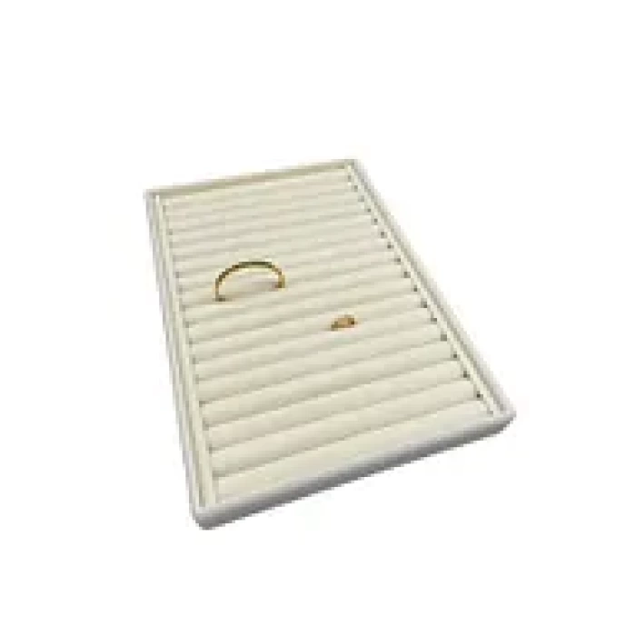 Yerli Üretim Büyük Boy Süet Kumaş Krem Renk 34 cm / 24 cm Dikine Sosisli Yüzük Sergileme Standı
