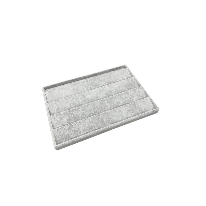 Yerli Üretim Cezayir Model Süet Kumaş Gri Renk 34/24 Cm Kademeli Çekmece İçi Küpe Standı