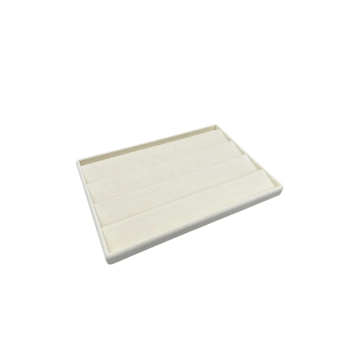 Yerli Üretim Cezayir Model Süet Kumaş Krem Renk 34/24 Cm Kademeli Çekmece İçi Küpe Standı