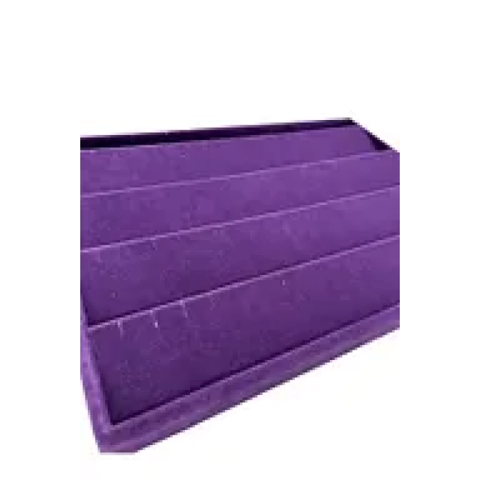 Yerli Üretim Cezayir Model Süet Kumaş Mor Renk 34/24 Cm Kademeli Çekmece İçi Küpe Standı