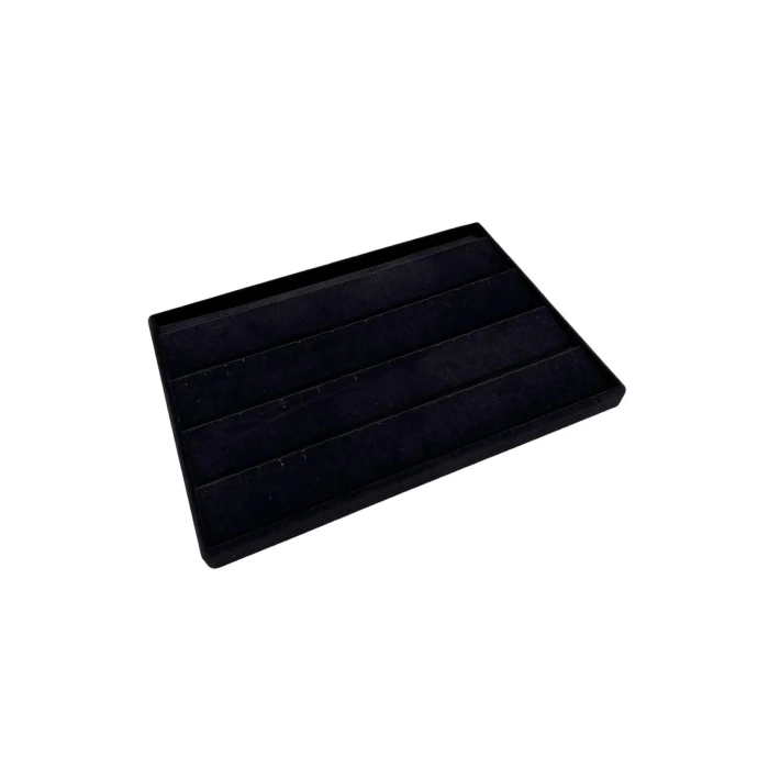 Yerli Üretim Cezayir Model Süet Kumaş Siyah Renk 34/24 Cm Kademeli Çekmece İçi Küpe Standı