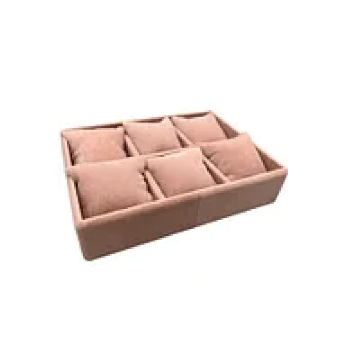 Yerli Üretim Dobric Model Süet Kaplama Pembe Renk 24/18 cm Yastıklı Çekmece Ici Takı Düzenleyicisi