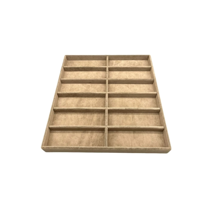 Yerli Üretim Havana Model Süet Kumaş Sütlü Kahve Renk 38Cm /36 Cm Gözlük Sergileme Çekmece Içi Stand