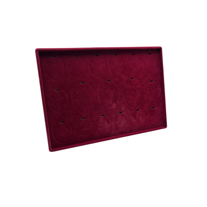 Yerli Üretim Bükreş Model Dikine Süet Kumaş Bordo 34-24 Cm Ayaklı Üçlü Set Tabla Stand