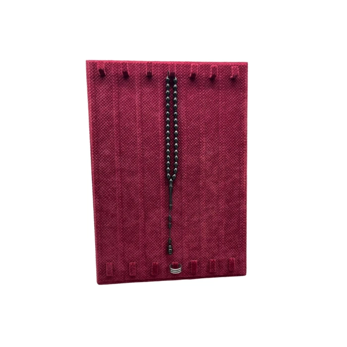 Yerli Üretim Keten Kumaş Bordo Renk 35/25 Cm Ayaklı Tırnaklı Tesbih Yüzük Kombin Sergileme Standı