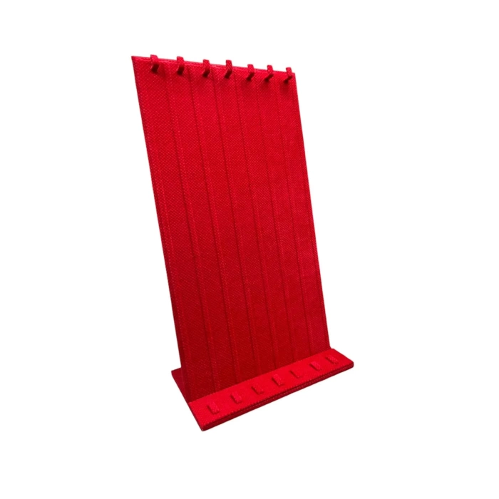Yerli Üretim Keten Kumaş Kırmızı Renk 45/25 Cm Ayaklı Tırnaklı Tesbih Yüzük Kombin Sergileme Standı