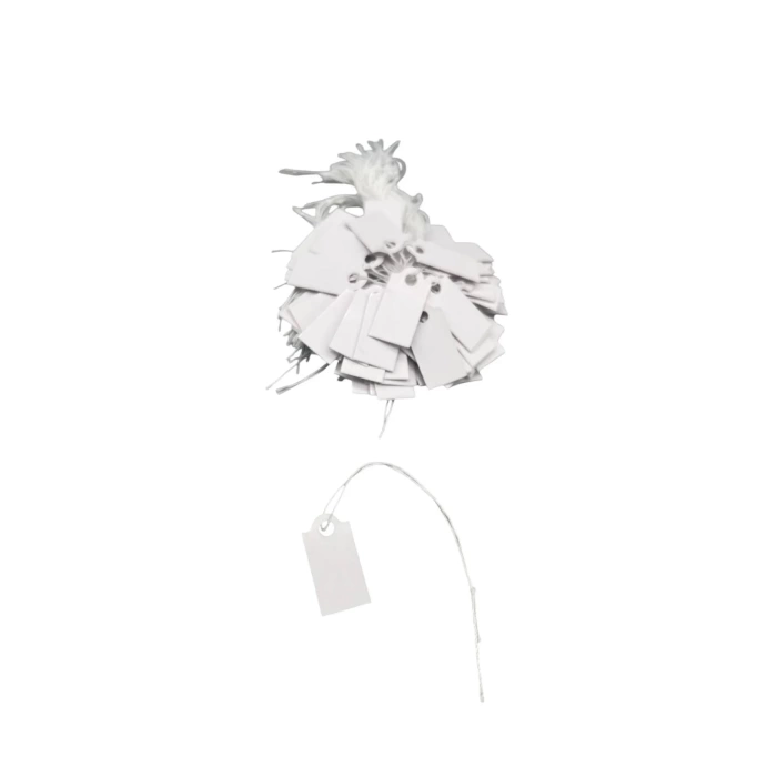 Yerli Üretim Küçük Boy Beyaz Renk 2 /1 cm 80 adet Karton İpli Fiyat Etiketi