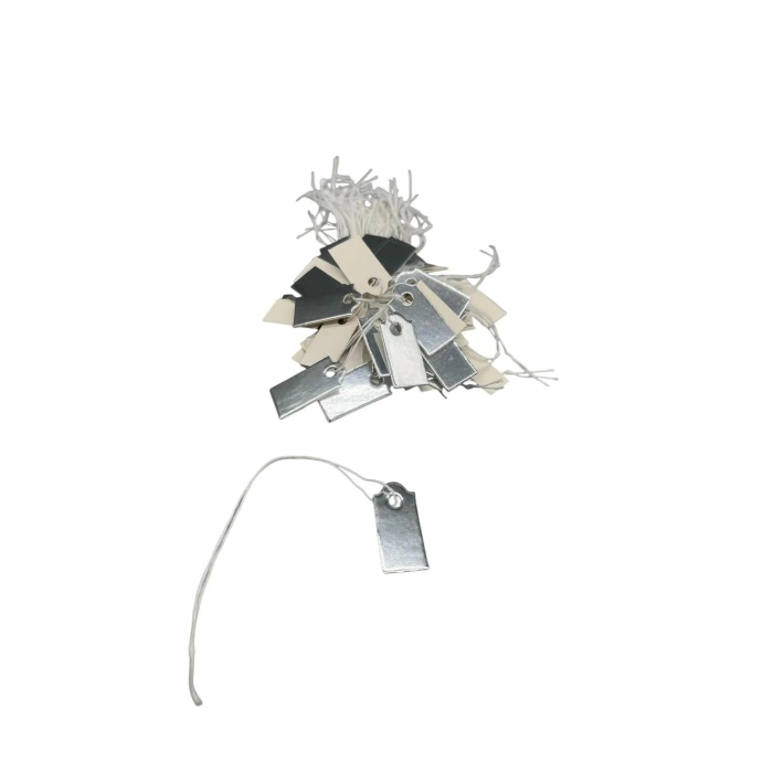 Yerli Üretim Küçük Boy Gümüş Renk 2 /1 cm 80 adet Karton İpli Fiyat Etiketi