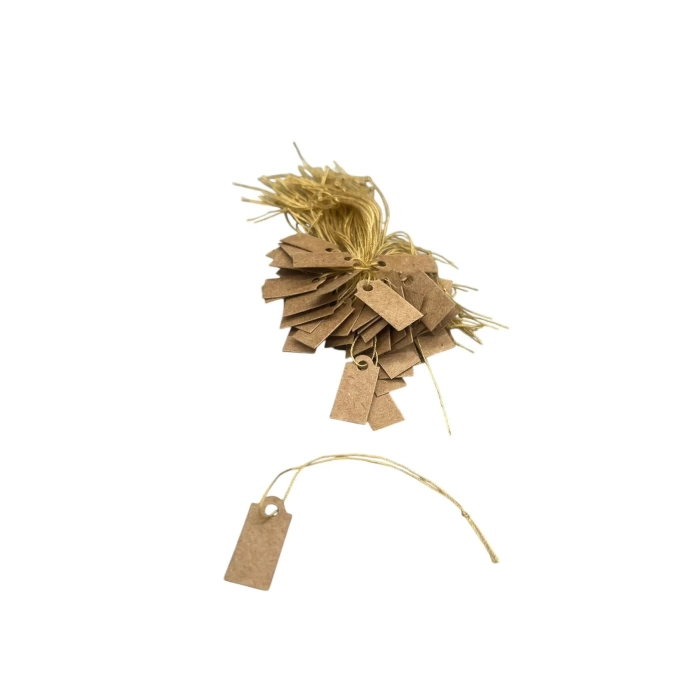 Yerli Üretim Küçük Boy Kraft Renk 2 /1 cm 80 adet Karton İpli Fiyat Etiketi