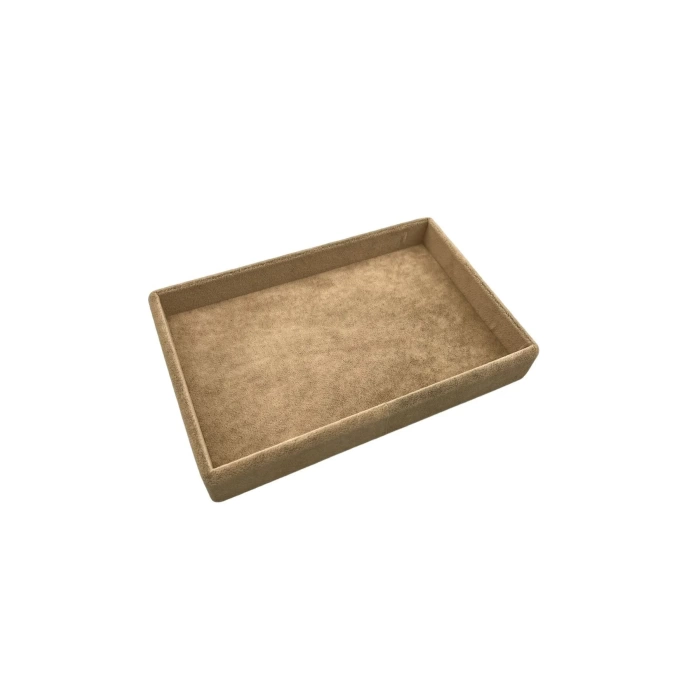 Yerli Üretim Küçük Boy Süet Kumaş Sütlü Kahve Renk 22/14 Cm Servis Tablası