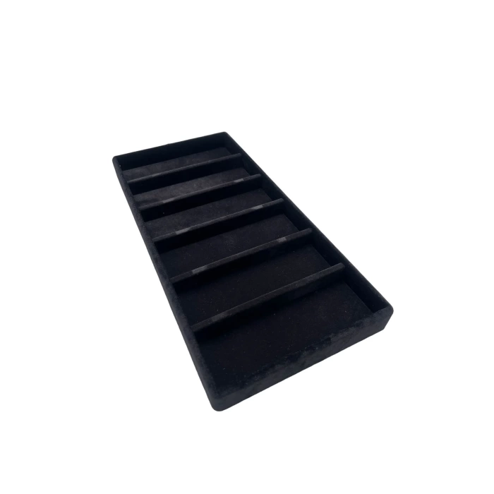 Yerli Üretim Lefkoşa Model Süet Kumaş Siyah Renk 38 Cm / 19 Cm Gözlük Sergileme Çekmece Içi Stand
