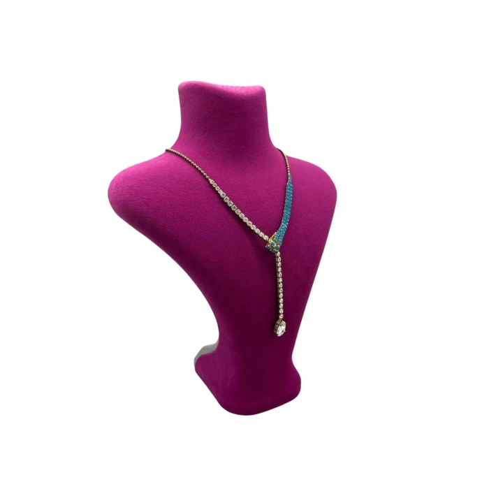 Yerli Üretim Londra Model Süet Kumaş Fujya Renk 28/ 22 Cm Kolye Sergileme Mankeni