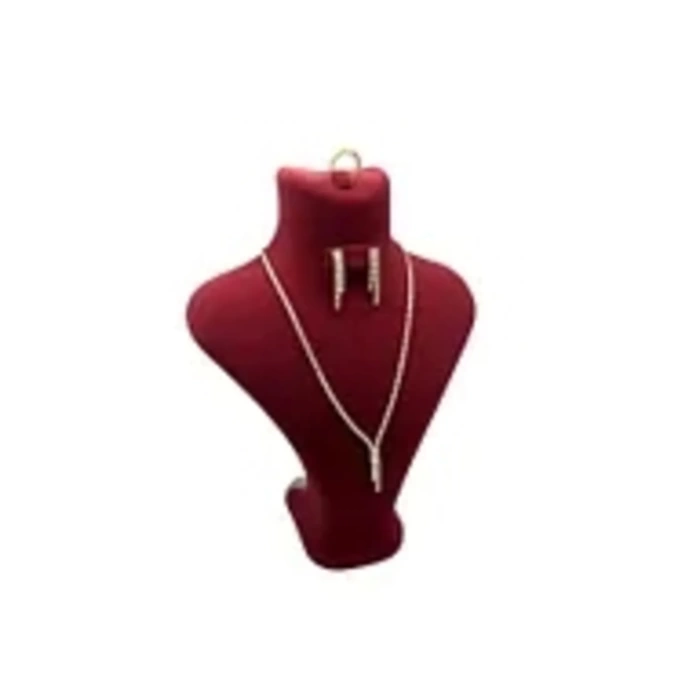 Yerli Üretim Londra Model Süet Kumaş Kırmızı Renk 28/ 22 Cm Kolye Sergileme Mankeni