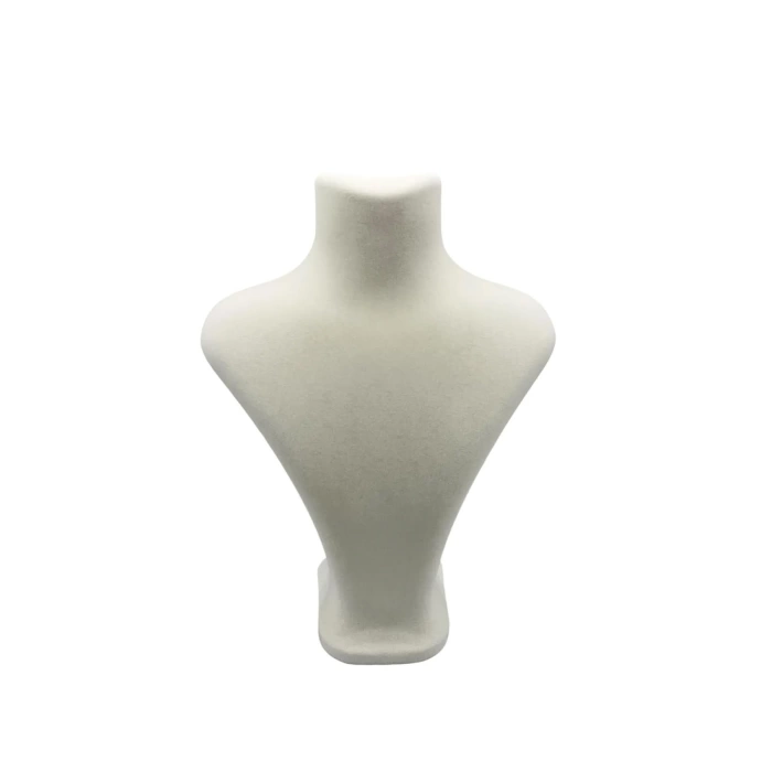 Yerli Üretim Londra Model Süet Kumaş Krem Renk 28/22 Cm Kolye Sergileme Mankeni
