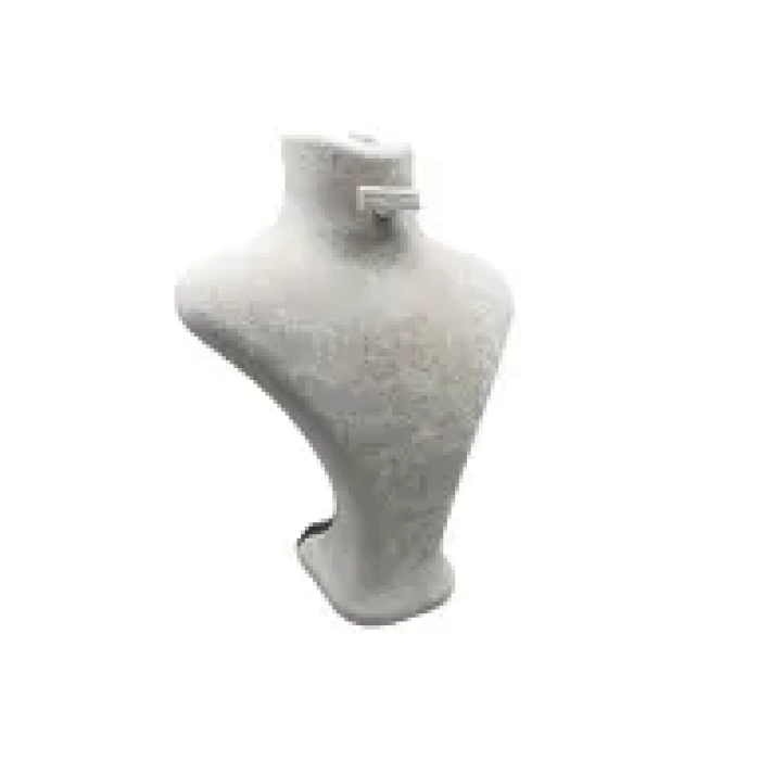 Yerli Üretim Londra Model Süet Kumaş Krem Renk 28/ 22 Cm Takım Kolye-Küpe-Yüzük Sergileme Mankeni