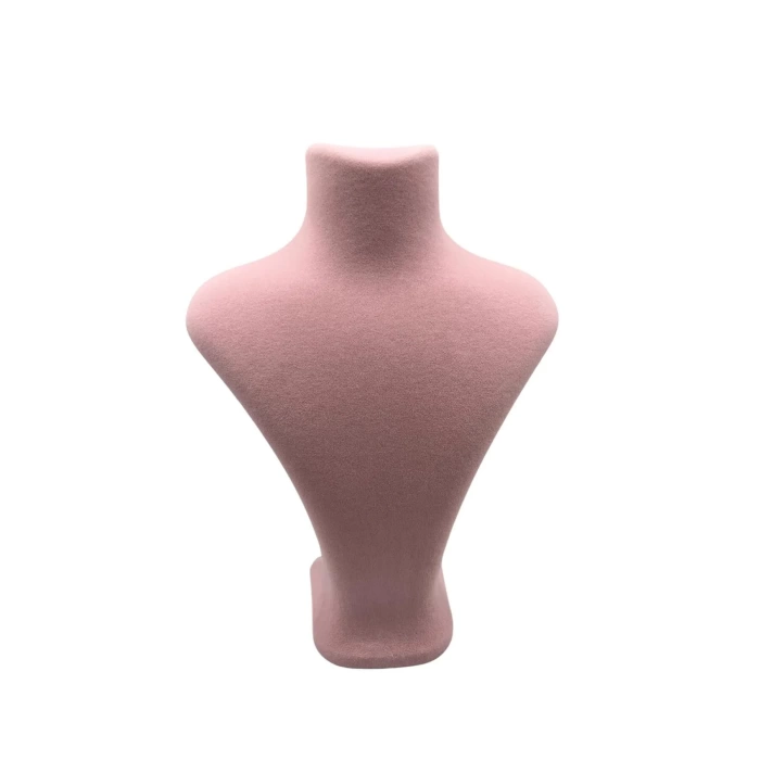 Yerli Üretim Londra Model Süet Kumaş Pembe Renk 28/ 22 Cm Kolye Sergileme Mankeni