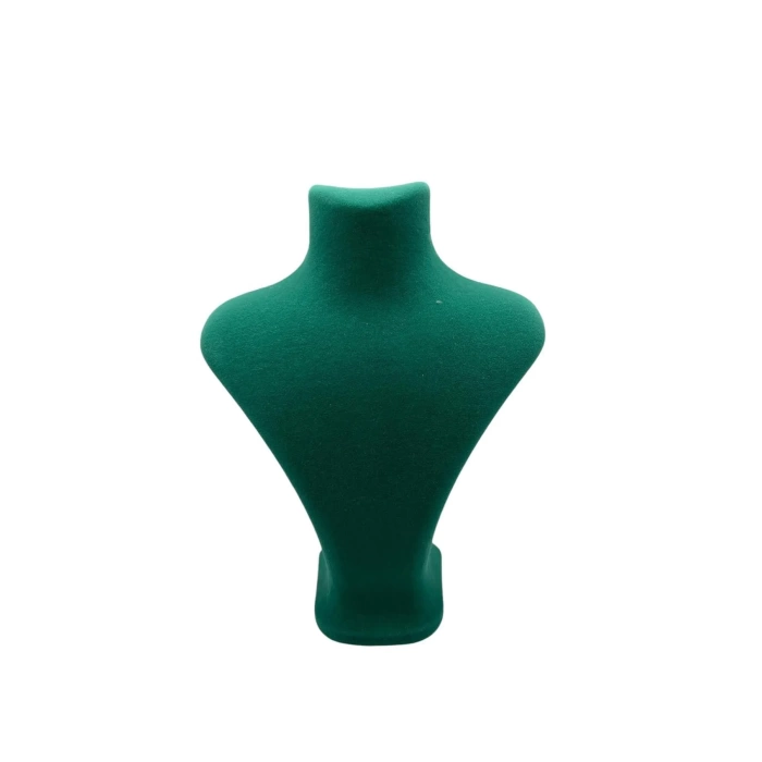 Yerli Üretim Londra Model Süet Kumaş Yeşil Renk 22/18 Cm Kolye Sergileme Mankeni