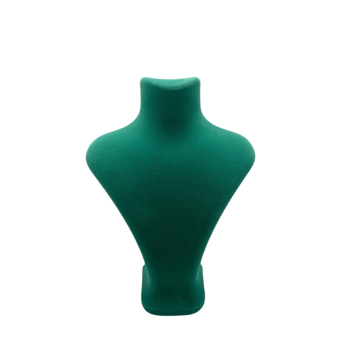 Yerli Üretim Londra Model Süet Kumaş Yeşil Renk 28/ 22 Cm Kolye Sergileme Mankeni