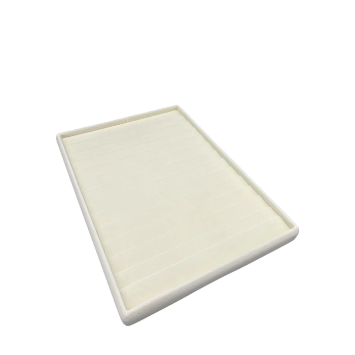 Yerli Üretim Madrid Model Süet Kumaş Krem Renk 34/24 Cm Kademeli Çekmece Ici Bileklik-kolye Standı