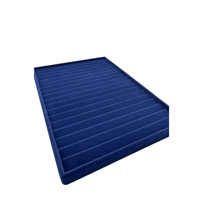 Yerli Üretim Madrid Model Süet Kumaş Lacivert Renk 34/24Cm Kademeli Çekmece İçi Bileklik Tablası