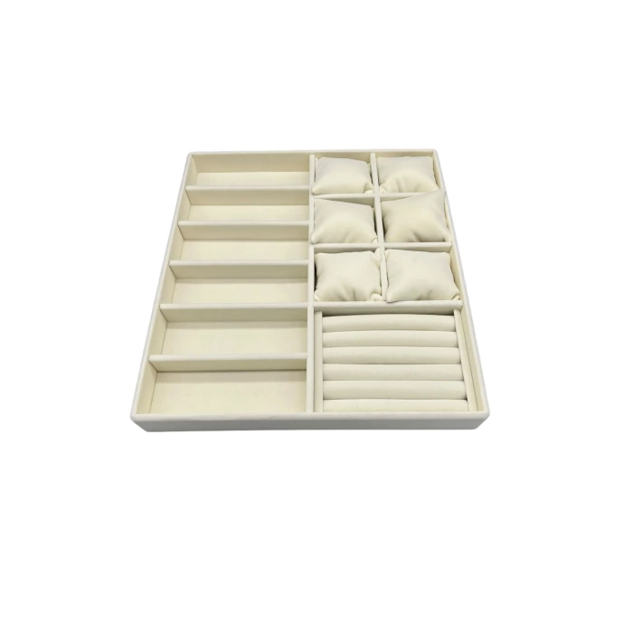 Yerli Üretim Miami Model Süet Kumaş Krem Renk 38Cm /34 Cm Mix Takı Sergileme Çekmece İçi Stand