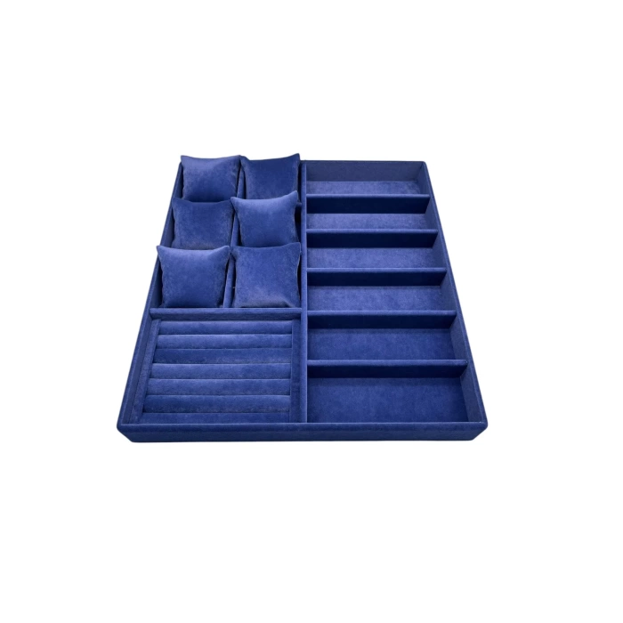 Yerli Üretim Miami Model Süet Kumaş Lacivert Renk 38 Cm /34 Cm Takı Sergileme Çekmece İçi Stand