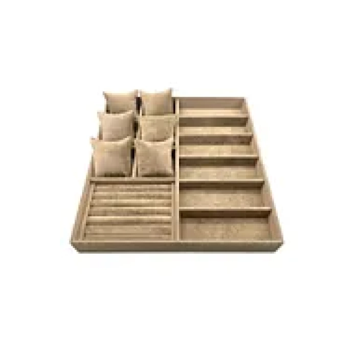 Yerli Üretim Miami Model Süet Kumaş Sütlü Kahve Renk 38 Cm /35 Cm Takı Sergileme Çekmece Içi Stand