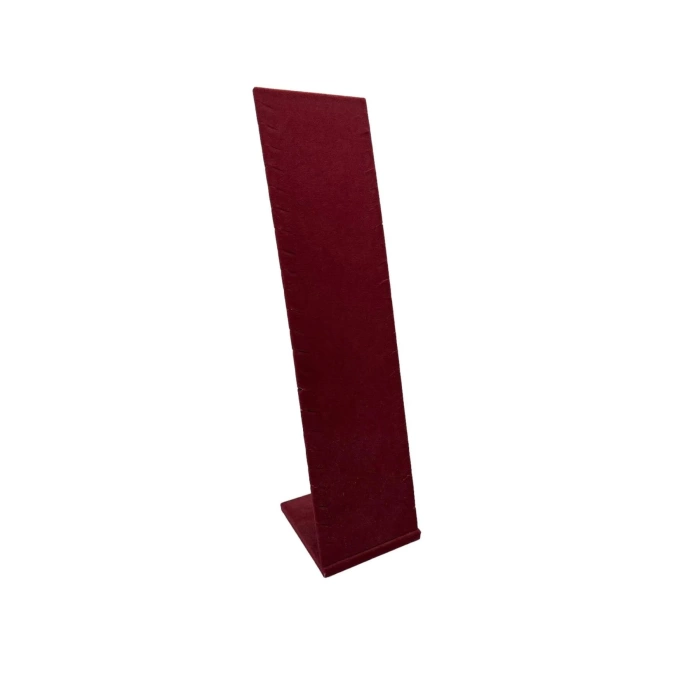 Yerli Üretim Moscow Model Süet Kumaş Bordo Renk 40/10 cm Ayaklı Takı Sergileme Standı