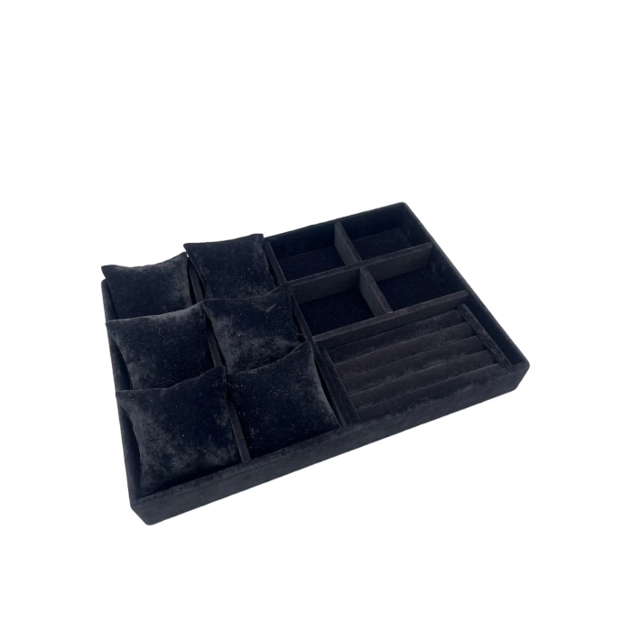 Oslo Model Süet Kaplama Siyah Renk 24/34 Cm Yastıklı Takı Sergileme Standı