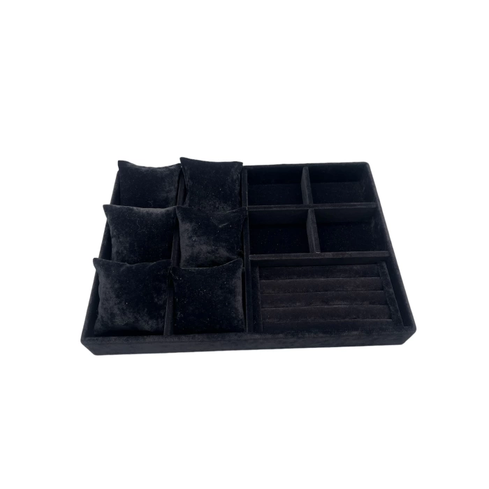 Oslo Model Süet Kaplama Siyah Renk 24/34 Cm Yastıklı Takı Sergileme Standı
