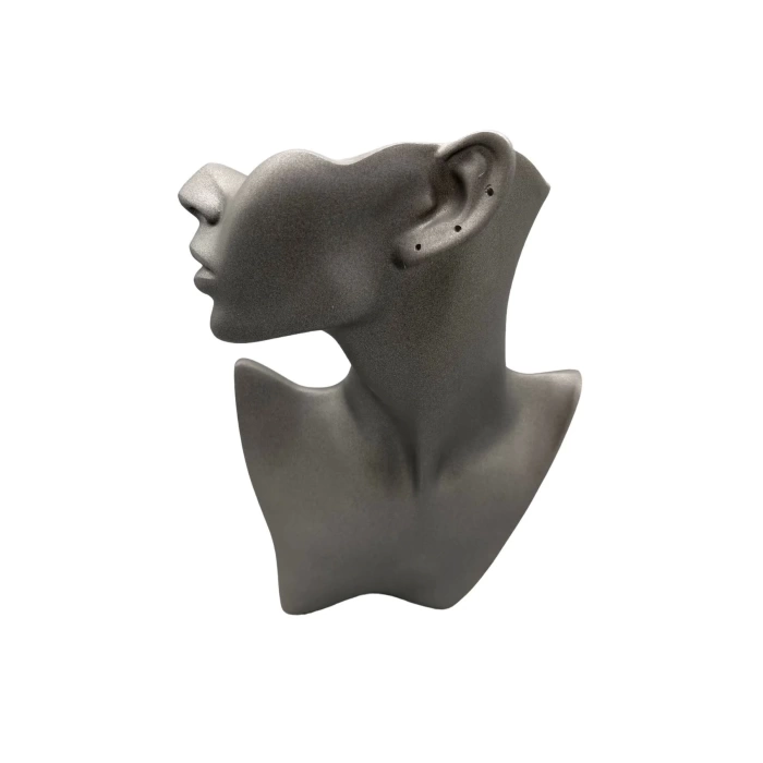 Yerli Üretim Polyester Malzeme Gri Renk 28 / 18 cm Takı Sergileme Mankeni