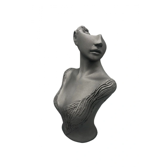 Polyester Malzeme Gri Renk 40 / 25 cm Takı Sergileme Mankeni