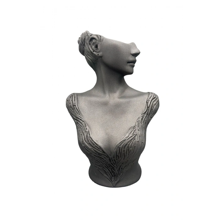 Polyester Malzeme Gri Renk 40 / 25 cm Takı Sergileme Mankeni