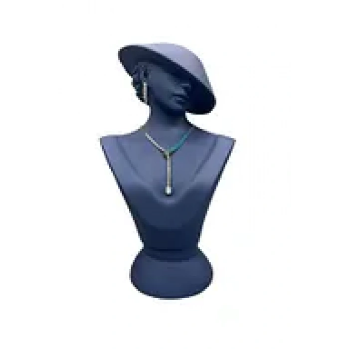 Polyester Malzeme Mavi Renk 45 / 28 cm Takı Sergileme Mankeni