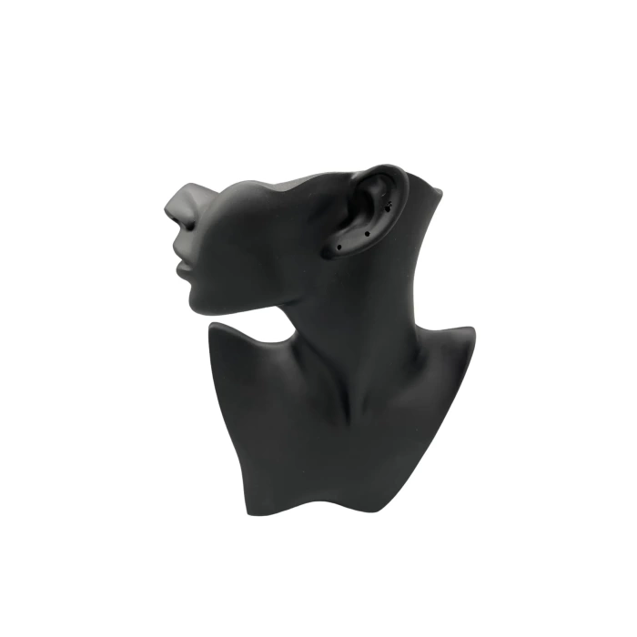 Yerli Üretim Polyester Malzeme Siyah Renk 28 / 18 cm Takı Sergileme Mankeni