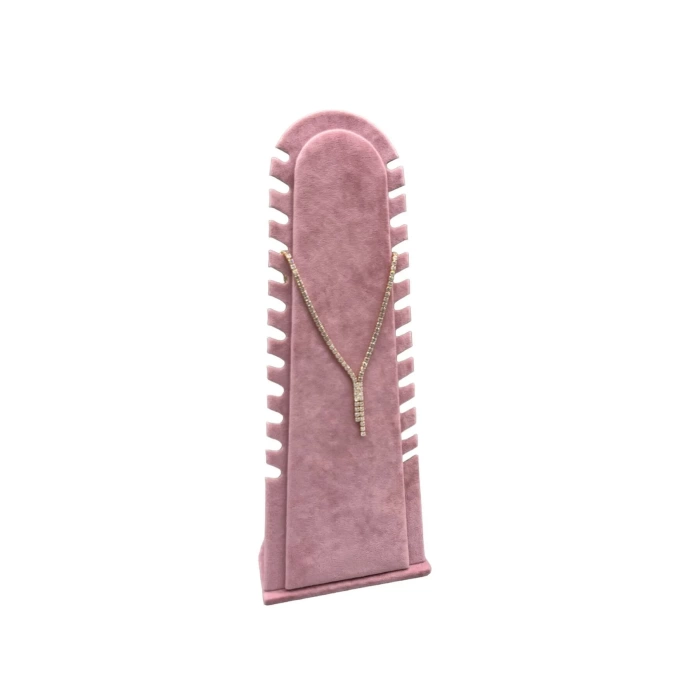 Yerli Üretim Riyad Model Süet Kumaş Pembe Renk 31/11 Cm Ayaklı Kolye-halhal Sergileme Standı