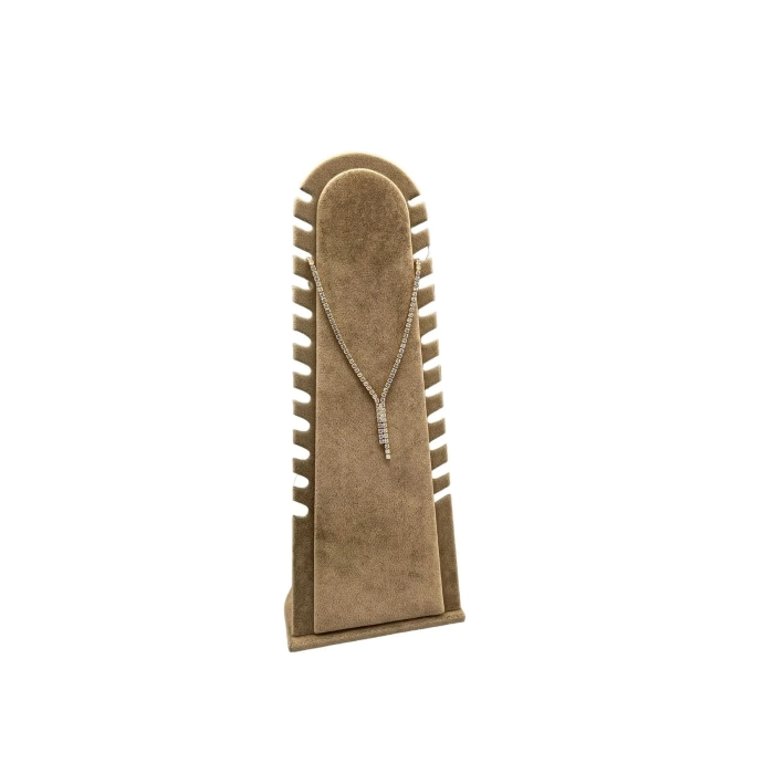 Yerli Üretim Riyad Model Süet Kumaş Sütlü Kahve Renk 31/11 Cm Ayaklı Kolye-halhal Sergileme Standı