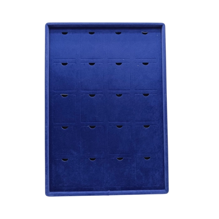 Yerli Üretim Roma Model Dikine Süet Kumaş Lacivert 34-24 Cm Ayaklı Üçlü Set Tabla Stand