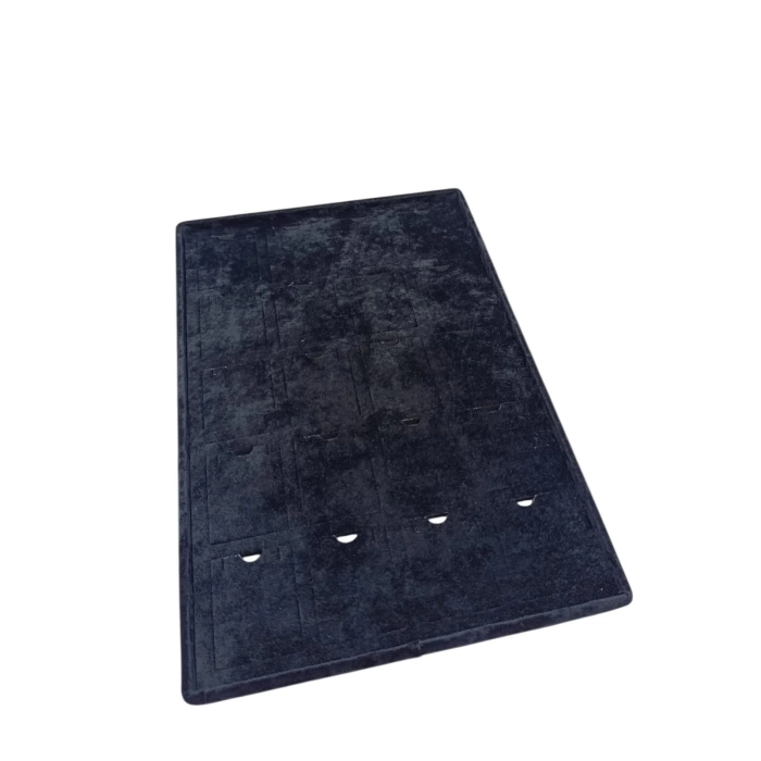 Yerli Üretim Roma Model Dikine Süet Kumaş Siyah 34-24 Cm Ayaklı Üçlü Set Tabla Stand
