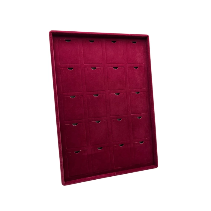 Yerli Üretim Roma Model Dikine Süet Kumaş Bordo 34-24 Cm Ayaklı Üçlü Set Tabla Stand