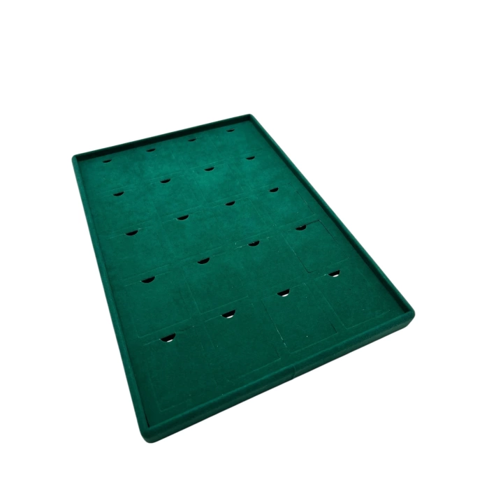 Yerli Üretim Roma Model Dikine Süet Kumaş Yeşil 34-24 Cm Ayaklı Üçlü Set Tabla Stand