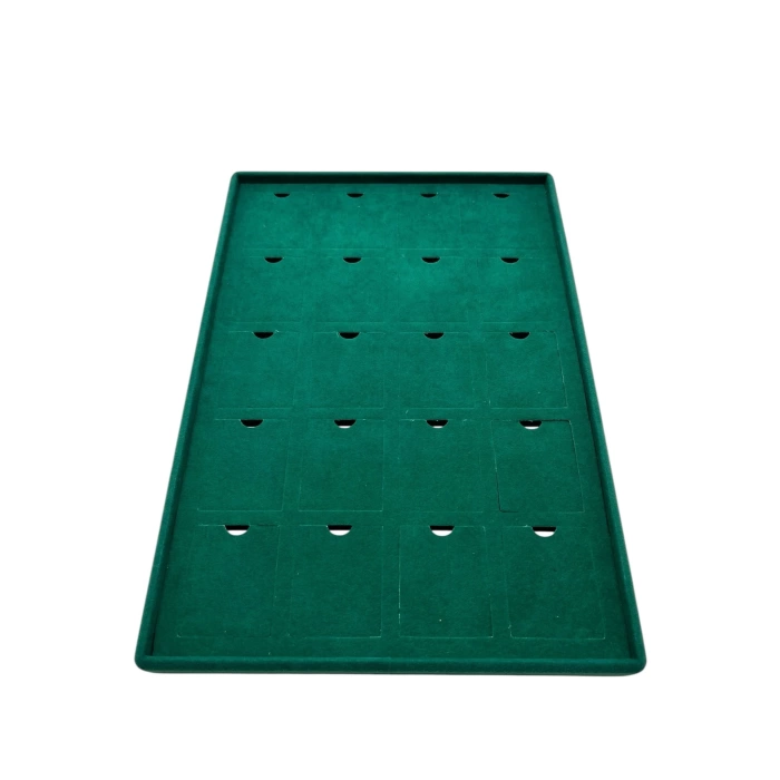Yerli Üretim Roma Model Dikine Süet Kumaş Yeşil 34-24 Cm Ayaklı Üçlü Set Tabla Stand