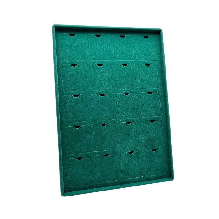 Yerli Üretim Roma Model Dikine Süet Kumaş Yeşil 34-24 Cm Ayaklı Üçlü Set Tabla Stand